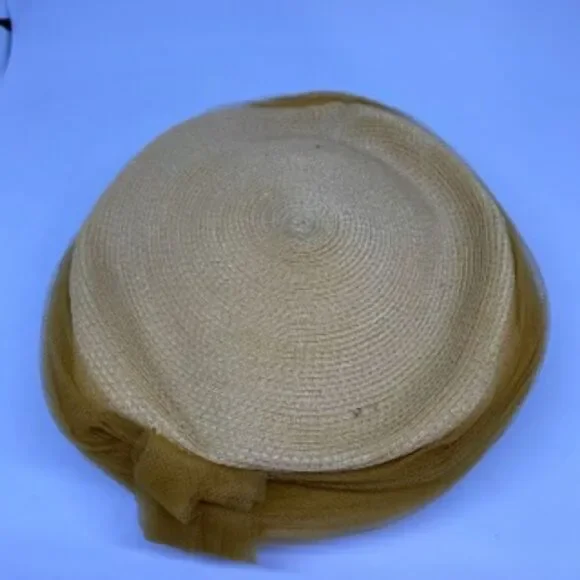 Vintage Yellow Hat with Silver V Shaped Accent - Picture 4 of 13